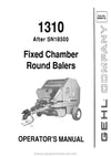 Gehl 1310 Round Baler SN 18501 and Up Operators Manual 906015A 1991