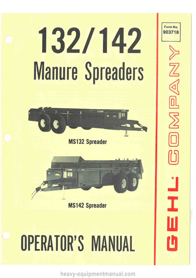Gehl 132 142 Manure Spreader Operator Manual 903718A PDF Download