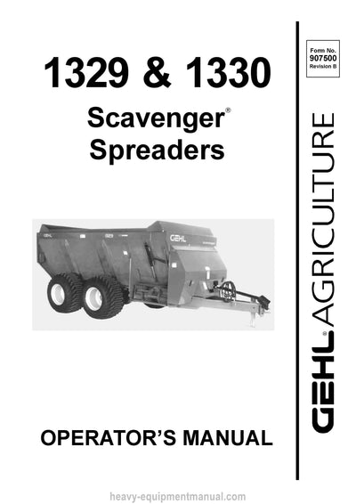 Gehl 1329 1330 Scavenger Spreader Operators Manual 907500B 2004