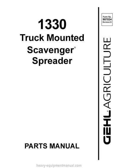 Gehl 1330 Scavenger Spreader Parts Manual 907534B 2004