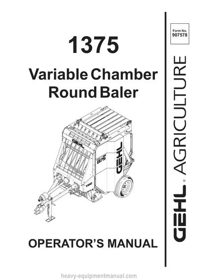 Gehl 1375 Round Baler Operators Manual 907578B 1999