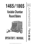 Gehl 1465 1865 Round Baler Operators Manual 904112A 1988