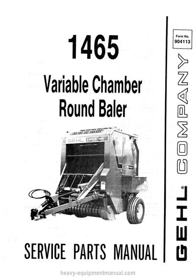 Gehl 1465 Round Baler Service Parts Manual Download PDF