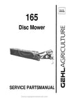 Gehl 165 Disc Mower Service Parts Manual 906558A 1992