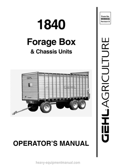 Gehl 1840 Forage Box Operators Manual 909856B 2005