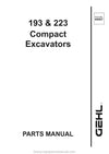 Gehl 193 Compact Excavator SN AB00453 and Before GE223 SN AB00453 and Before Parts Manual 909827A 2002