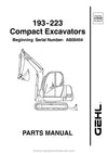 Gehl 193 Compact Excavator SN AB00454 - AD00453 GE223 SN AB00454 - AD00453 Parts Manual 918036B 2003