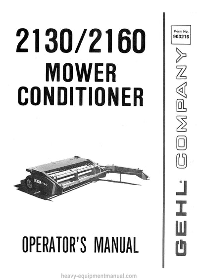 Gehl 2130 2160 Mower Conditioner Operators Manual 903216A