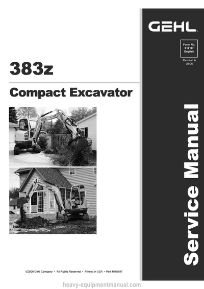 Gehl 383Z Compact Excavator Service Repair Manual 918197A