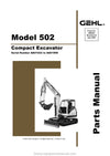 2007 Gehl 502 Compact Excavator (908542B) Parts Manual SN AB00472 & Before 