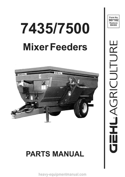 Gehl 7435 7500 Mixer Feeder Parts Manual Download PDF