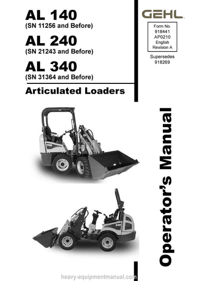 Gehl AL140 AL240 AL340 Articulated Loader Operator Manual 918441A PDF Download