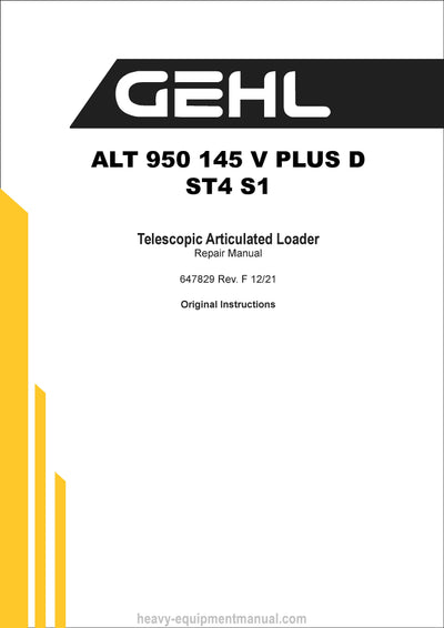 Gehl ALT 950 145 V PLUS D ST4 S1 Telescopic Articulated Loader Service Repair Manual 647829