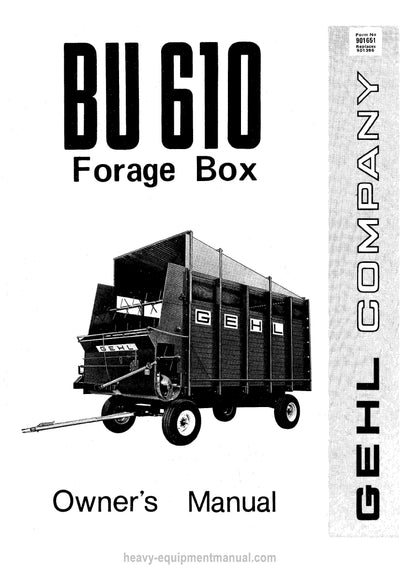 Gehl BU 610 Forage Box Operators Manual 901651A
