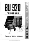 Gehl BU920 Forage Box Service Parts Manual 901938A