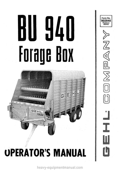 Gehl BU 940 Forage Box Operators Manual 902848B