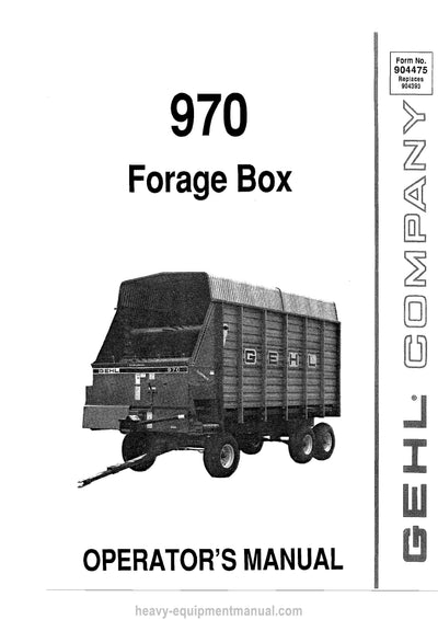 Gehl BU 970 Forage Box (904475B) Operator Manual PDF Download