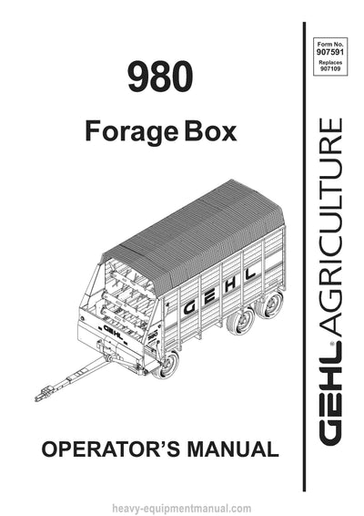 Gehl BU 980 Forage Box Operators Manual 907591A 1998