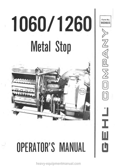 Gehl CB 1060 CB 1260 Metal Stop Operators Manual 903603A 