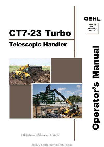 Gehl CT7-23 Turbo Telescopic Handler Operator Manual 913222C PDF Download