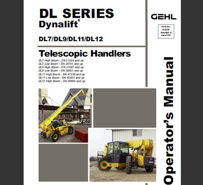Gehl DL SERIES Dynalift (DL7 DL9 DL11 DL12) Telescopic Handler Operator Manual