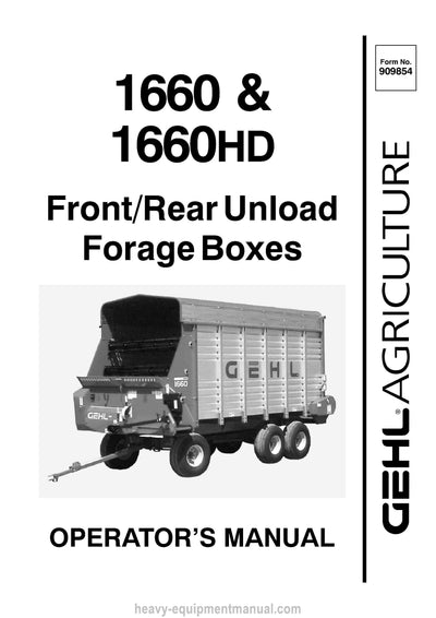 Gehl FX 1660 FX 1660HD Forga box Operators Manual 909854A 2002