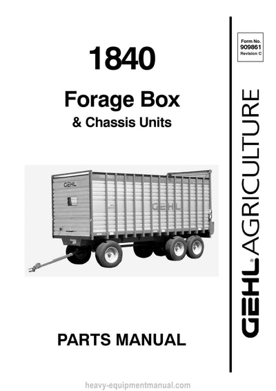 Gehl FX 1840 Forage Box Parts Manual Download PDF