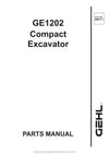 Gehl GE1202 Compact Excavator SN AB00472 and Before Parts Manual 908171A 2001