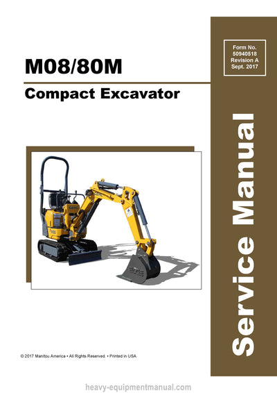 Gehl M08 80M Compact Excavator Service Repair Manual 50940518-A
