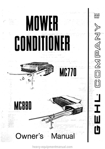 Gehl MC770 MC880 Mower Conditioner Operators Manual 901825A