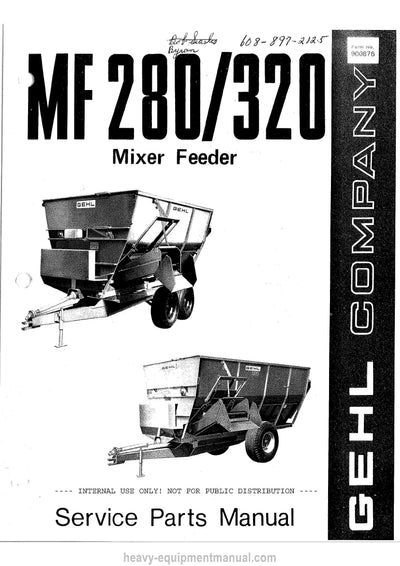 Gehl MF280 MF320 Mixer Feeder (900876) Service Parts Manual PDF