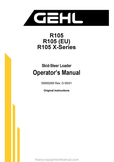 Gehl R105 Skid-Steer Loader Operator Manual (50950260G) PDF Download