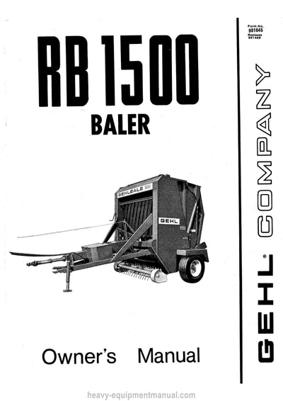 Gehl RB 1500 Baler Owners Manual 901645A