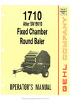 Gehl RB 1710 SN 20400 and Before Round Baler Operators Manual 904053A 1987