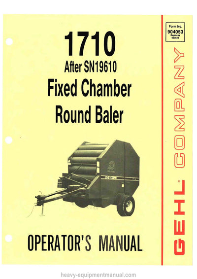 Gehl RB 1710 SN 20400 and Before Round Baler Operators Manual 904053A 1987