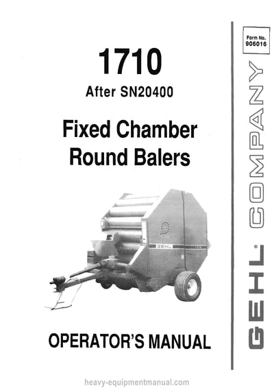 Gehl RB 1710 Round Baler (906016A) Operator Manual PDF SN 20401 and Up