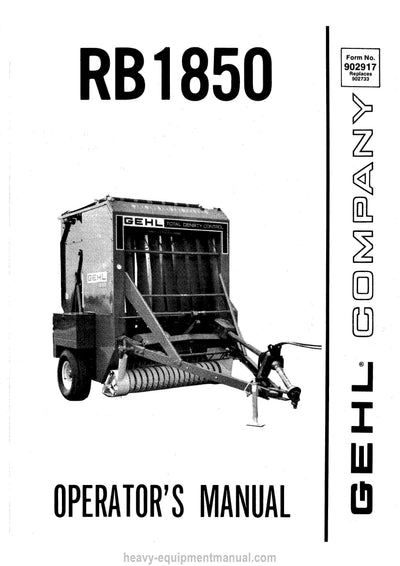 Gehl RB 1850 Baler (902917A) Operator Manual PDF Download