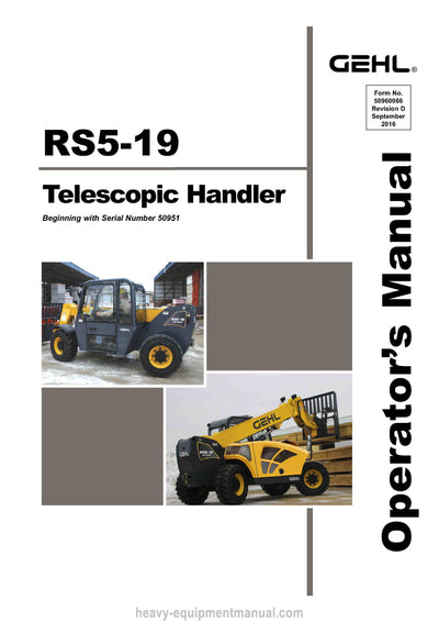 Gehl RS5-19 Telescopic Handler Operator Manual 50960066D PDF Download