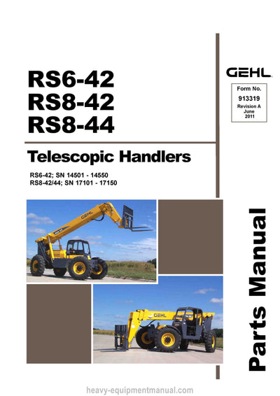 Gehl RS6-42 RS8-42 RS8-44 Telescopic Handler (913319A) Parts Manual PDF