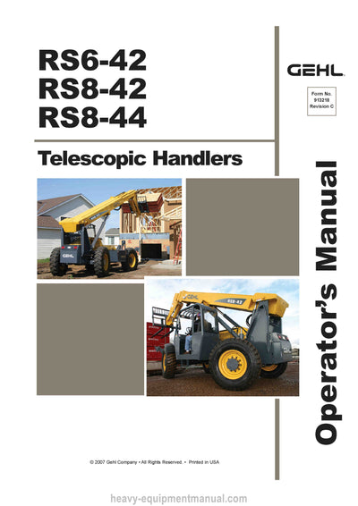 Gehl RS6-42 RS8-42 44 Telescopic Handler Operator Manual 913218C PDF