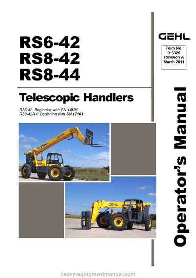 Gehl RS6-42 RS8-42 44 Telescopic Handler Operator Manual 913325A PDF