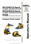 Gehl RT175 RT175 GEN2 RT210 RT210 GEN2 RT250 Compact Track Loader Operator Manual 50940360A