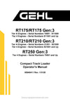 Gehl RT175 RT210 RT250 Gen3 RT175 Gen3 RT210 Gen3 Compact Track Loader Operator Manual 50940411I