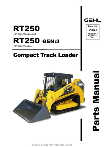 Gehl RT250 RT250 Gen3 Compact Track Loader (913364F) Parts Manual 