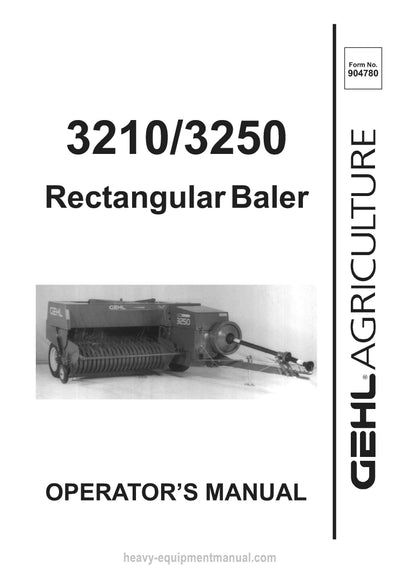 Gehl SB3210 SB3250 Rectangular Baler Operators Manual 904780A 1992