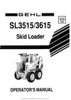 Gehl SL3515 SL3615 Skid-Steer Loader Operators Manual 904983A 1990