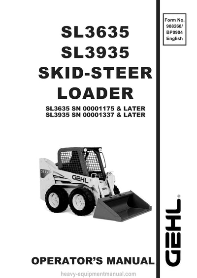 Gehl SL3635 SL3935 Skid-Steer Loader (908268B) Operator Manual PDF Download
