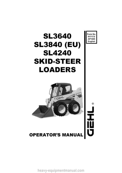 Gehl SL3640 SL3840 SL4240 Skid-Steer Loader (917173A) Operator Manual PDF Download