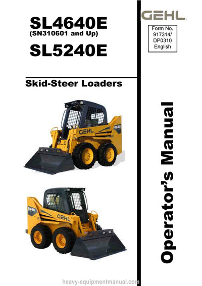 Gehl SL4640E SL5240E Skid-Steer Loader (917314D) Operator Manual PDF Download
