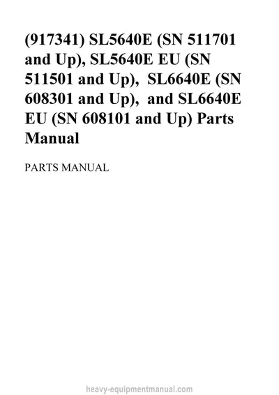 Gehl SL5640E SL5640E EU SL6640E SL6640E EU Parts Manual 917341 2014